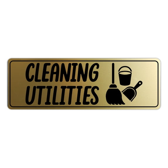 Signs ByLITA Standard Cleaning Utilities Sign (Brushed Gold) - Medium