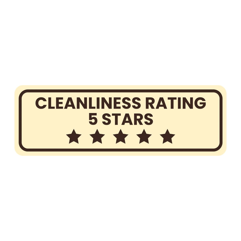 Signs ByLITA Standard Cleanliness Rating 5 Stars Door or Wall Sign Durable ABS Plastic | Laser Engraved | Easy Installation | Elegant Design Sign (Ivory/Dark Brown) - Medium