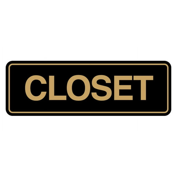Signs ByLITA Standard Closet Wall or Door Sign | Easy Installation | Office & Home Sign (Black Gold) - Medium