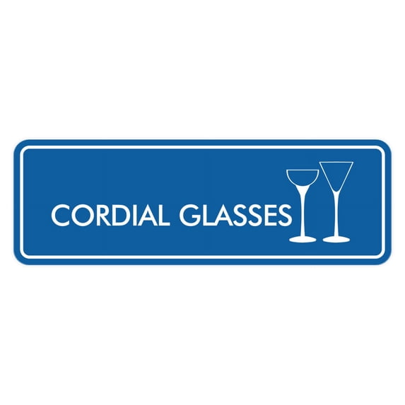 Signs ByLITA Standard Cordial Glasses Door or Wall Sign Easy Installation | Durable Construction | Kitchen Essentials | Hygiene | AirBnB Signs Sign (Blue) - Small