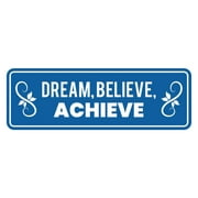 Signs ByLITA Standard Dream, Believe, Achieve Door or Wall Sign Easy Installation | Durable Construction | Religious Greetings | Sunday School Welcome Signs | Church | Faith Sign (Blue) - Small