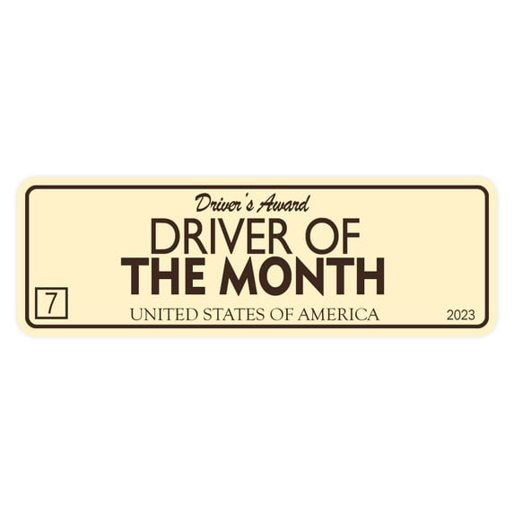 Signs ByLITA Standard Driver of the Month Sign (Ivory/Dark Brown) - Small