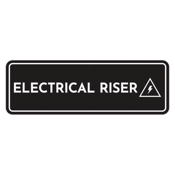Signs ByLITA Standard Electrical Riser Door or Wall Sign Durable ABS Plastic | Laser Engraved | Easy Installation | Elegant Design Sign (Black) - Large