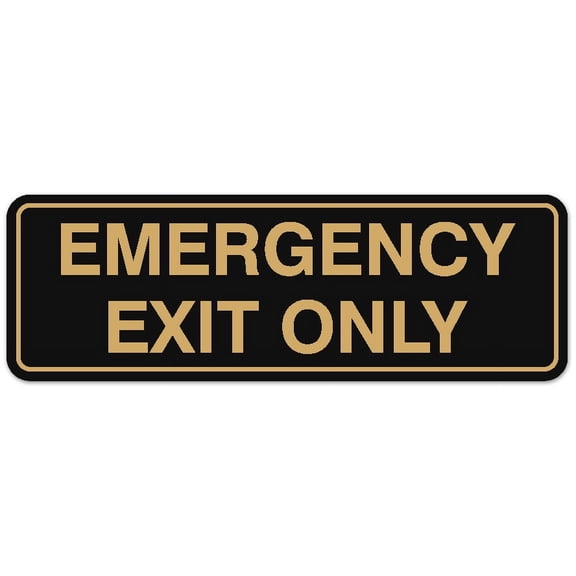 Signs ByLITA Standard Emergency Exit Only Sign - Easy Installation | Durable Wall or Door Sign (Black /Gold) - Small