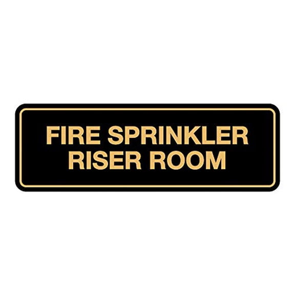 Signs ByLITA Standard Fire Sprinkler Riser Room Sign (Black Gold) - Large (10 Pack)
