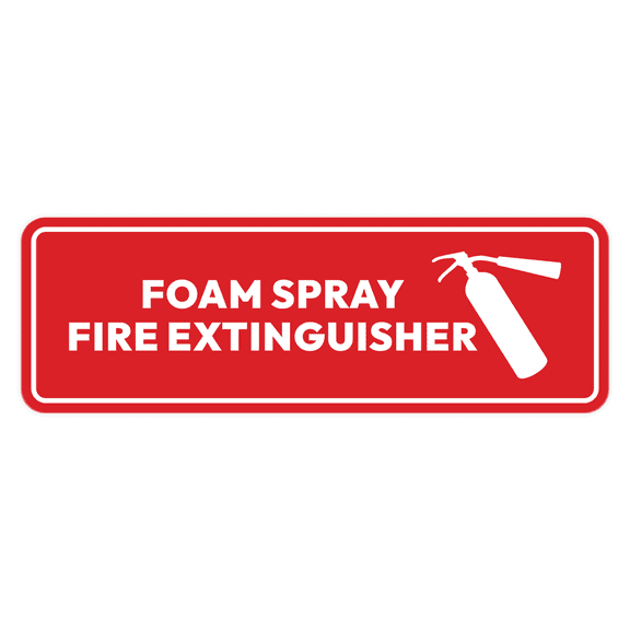 Signs ByLITA Standard Foam Spray Fire Extinguisher Door or Wall Sign Durable ABS Plastic | Laser Engraved | Easy Installation | Elegant Design Sign (Red) - Large