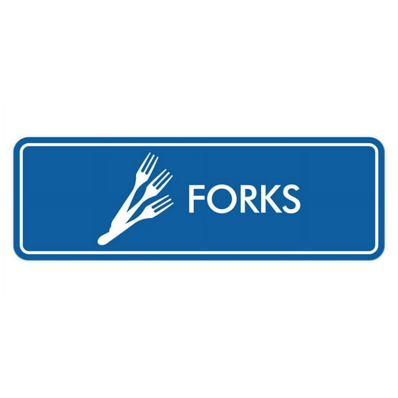 Signs ByLITA Standard Forks Door or Wall Sign Easy Installation | Durable Construction | Kitchen Essentials | Hygiene | AirBnB Signs Sign (Blue) - Large