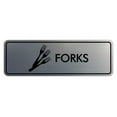 thumbnail image 1 of Signs ByLITA Standard Forks Door or Wall Sign Easy Installation | Durable Construction | Kitchen Essentials | Hygiene | AirBnB Signs Sign (Brushed Silver) - Small, 1 of 7
