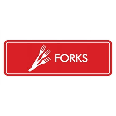 Signs ByLITA Standard Forks Door or Wall Sign Easy Installation | Durable Construction | Kitchen Essentials | Hygiene | AirBnB Signs Sign (Red) - Large
