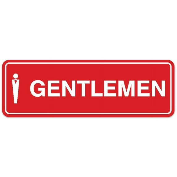 Signs ByLITA Standard Gentlemen Figurine Sign - Easy Installation | Durable Wall or Door Sign (Red) - Large