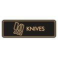 thumbnail image 1 of Signs ByLITA Standard Knives Door or Wall Sign Easy Installation | Durable Construction | Kitchen Essentials | Hygiene | AirBnB Signs Sign (Black /Gold) - Small, 1 of 7