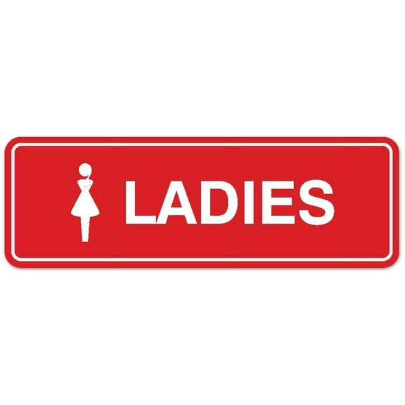 Signs ByLITA Standard Ladies Figurine Sign - Easy Installation | Durable Wall or Door Sign (Red) - Large