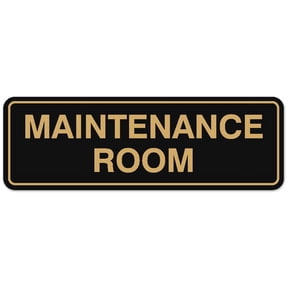 Signs ByLITA Standard Maintenance Room Sign - Easy Installation | Durable Wall or Door Sign (Black /Gold) - Small