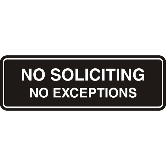Signs ByLITA Standard No Soliciting No Exceptions Sign (Black) - Large 3" X 9"