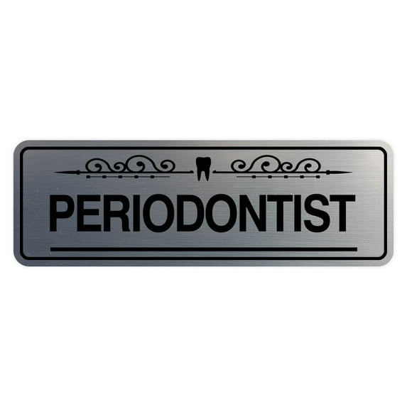 Signs ByLITA Standard Periodontist Tooth Graphic Dentist Office Decor Sign (Brushed Gold) - Large