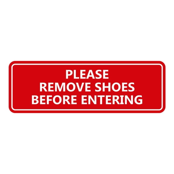 Signs ByLITA Standard Please Remove Shoes Before Entering Sign(Red) - Small