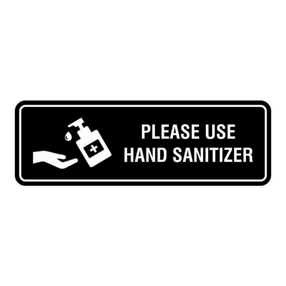 Signs ByLITA Standard Please Use xxHandxx xxSanitizerxx Sign (Black) - Small 2"x6"