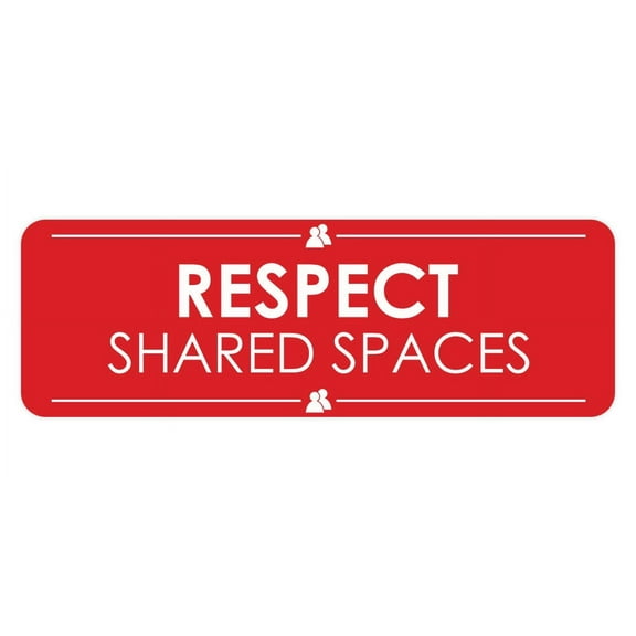 Signs ByLITA Standard Respect Shared Spaces Door or Wall Sign Easy Installation | Shared Accommodation | Sign for Home, Business, AirBNB and Office Spaces Sign (Red) - Large