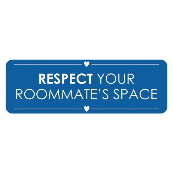 Signs ByLITA Standard Respect Your Roommate’s Space Door or Wall Sign Easy Installation | Shared Accommodation | Sign for Home, Business, AirBNB and Office Spaces Sign (Blue) - Small