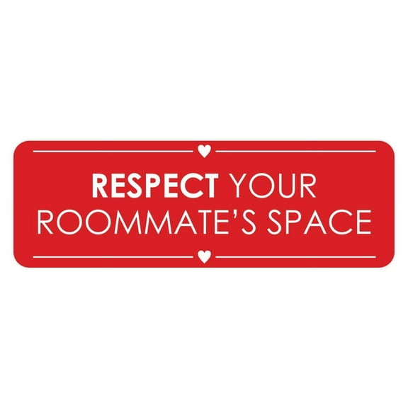 Signs ByLITA Standard Respect Your Roommate’s Space Door or Wall Sign Easy Installation | Shared Accommodation | Sign for Home, Business, AirBNB and Office Spaces Sign (Red) - Large