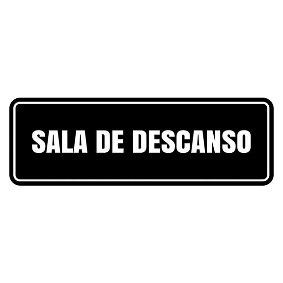 Signs ByLITA Standard Sala de Descanso Wall or Door Sign | Spanish Workplace Business Direction Signs (Black) - Small