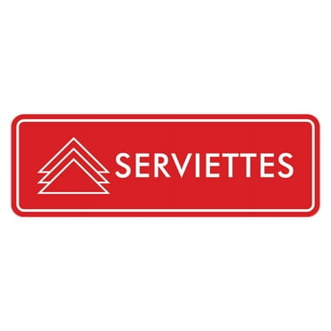 Signs ByLITA Standard Serviettes Door or Wall Sign Easy Installation | Durable Construction | Kitchen Essentials | Hygiene | AirBnB Signs Sign (Red) - Large