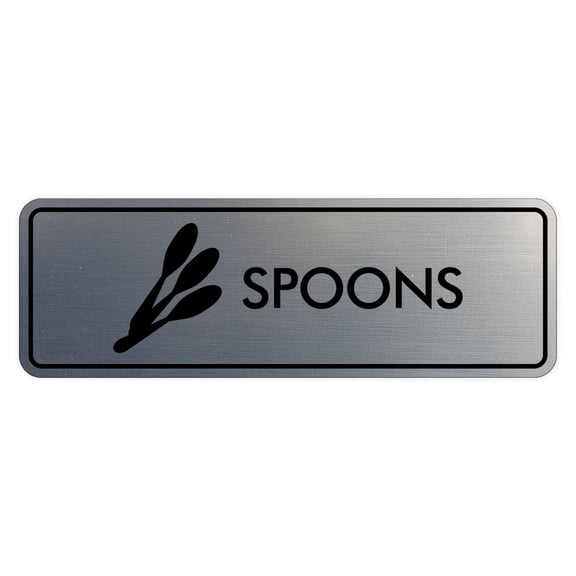 Signs ByLITA Standard Spoons Door or Wall Sign Easy Installation | Durable Construction | Kitchen Essentials | Hygiene | AirBnB Signs Sign (Brushed Silver) - Small