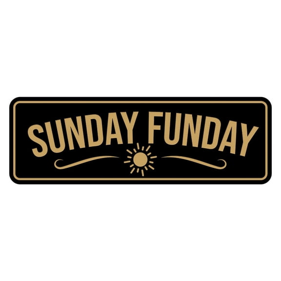 Signs ByLITA Standard Sunday Funday Door or Wall Sign Easy Installation | Durable Construction | Religious Greetings | Sunday School Welcome Signs | Church | Faith Sign (Black /Gold) - Small