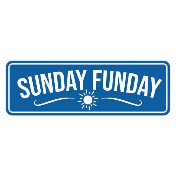 Signs ByLITA Standard Sunday Funday Door or Wall Sign Easy Installation | Durable Construction | Religious Greetings | Sunday School Welcome Signs | Church | Faith Sign (Blue) - Large