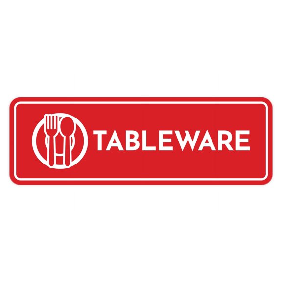 Signs ByLITA Standard Tableware Door or Wall Sign Easy Installation | Durable Construction | Kitchen Essentials | Hygiene | AirBnB Signs Sign (Red) - Medium