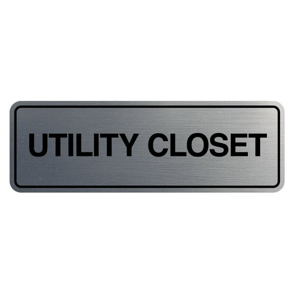 Signs ByLITA Standard Utility Closet Wall or Door Sign | Easy Installation | Office & Home Sign (Brushed Silver) - Medium