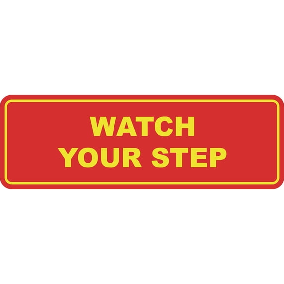 Signs ByLITA Standard Watch Your Step Wall or Door Sign | Health and Safety Signage (Red/Yellow) | Small (1 Pack)