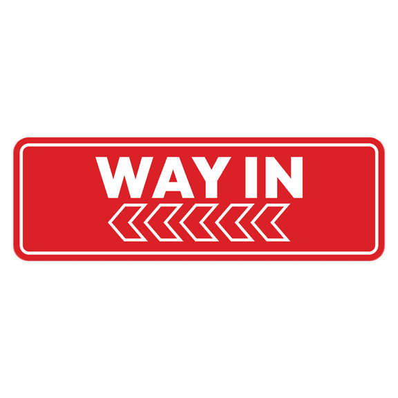 Signs ByLITA Standard Way In (Left Arrow) Door or Wall Sign Durable ABS Plastic | Laser Engraved | Easy Installation | Elegant Design Sign (Red) - Large