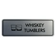 thumbnail image 1 of Signs ByLITA Standard Whiskey Tumblers Door or Wall Sign Easy Installation | Durable Construction | Kitchen Essentials | Hygiene | AirBnB Signs Sign (Brushed Silver) - Medium, 1 of 7