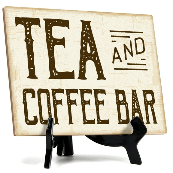 Signs ByLITA Tea and Coffee Bar Wedding Decoration Table Sign with Acrylic Stand (6x8)
