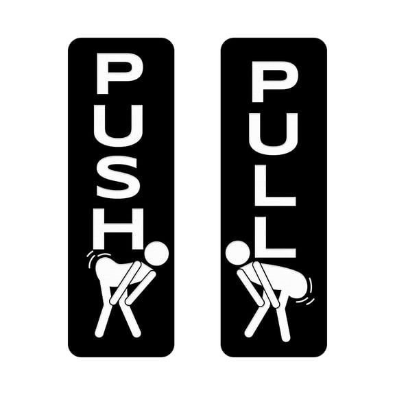Signs ByLITA Vertical Push and Pull Door Signs (Body Shake) Door Sign (Black) - Small