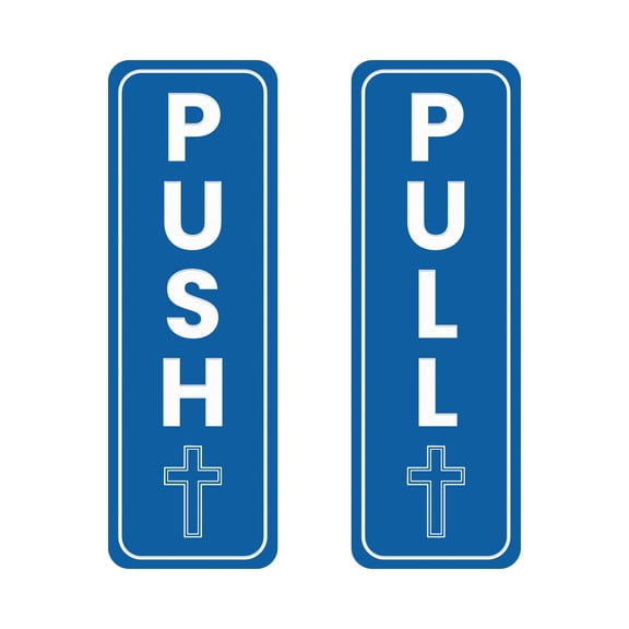 Signs ByLITA Vertical Push and Pull Door Signs (Church Crosses) Door Sign (Blue) - Large