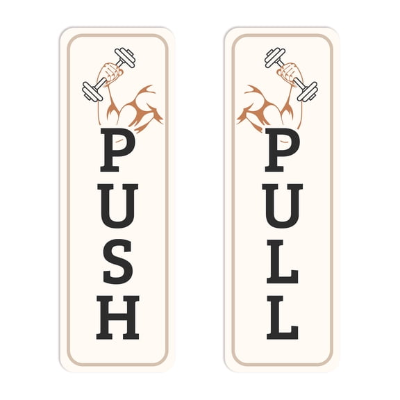 Signs ByLITA Vertical Push and Pull Door Signs (Dumbbell Weight Design)- Small