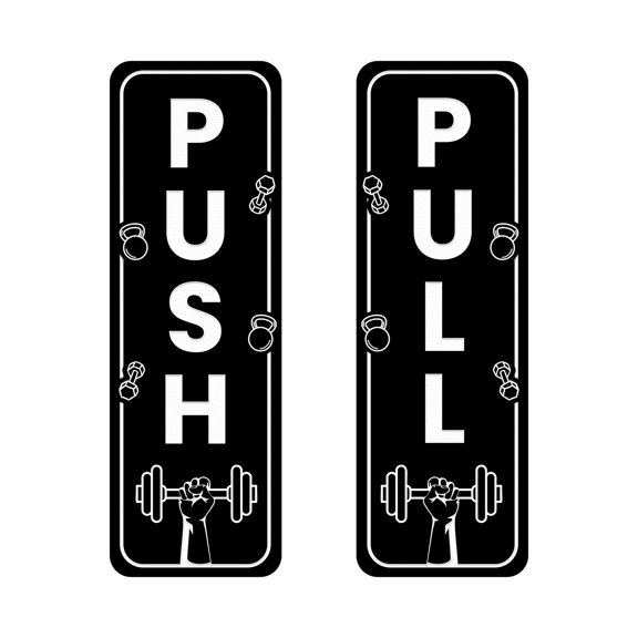 Signs ByLITA Vertical Push and Pull Door Signs (Fitness Training) Door Sign (Black) - Small