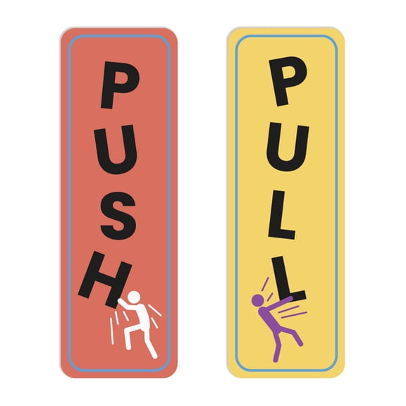 Signs ByLITA Vertical Push and Pull Door Signs (Funny Stick Figure)- Small