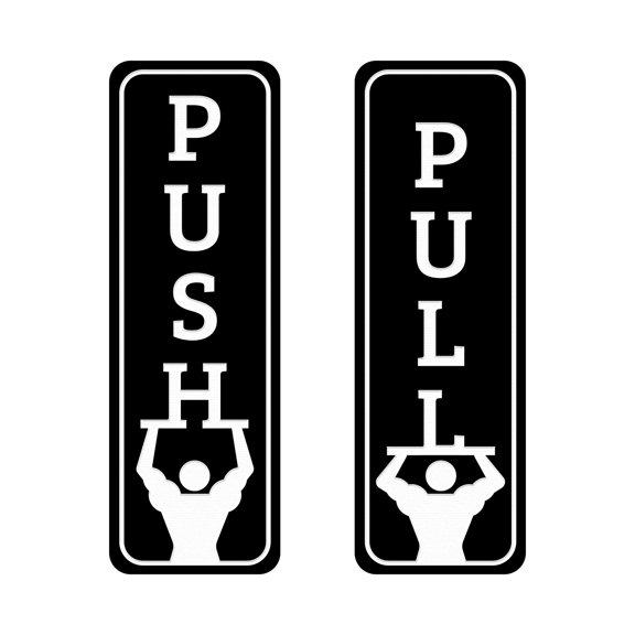 Signs ByLITA Vertical Push and Pull Door Signs (Gym Fun) Door Sign (Black) - Large