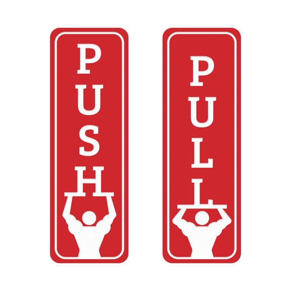 Signs ByLITA Vertical Push and Pull Door Signs (Gym Fun) Door Sign (Red) - Medium