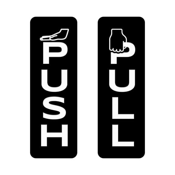 Signs ByLITA Vertical Push and Pull Door Signs (Hand Vectors) Door Sign (Black) - Large