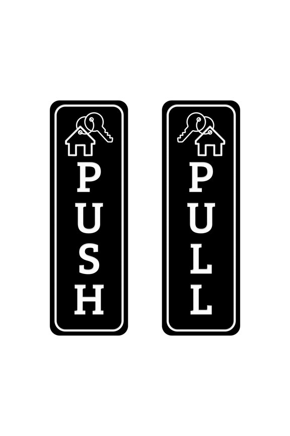 Vertical Push and Pull Door Signs (House Keychain) Door Sign (Black) - Small