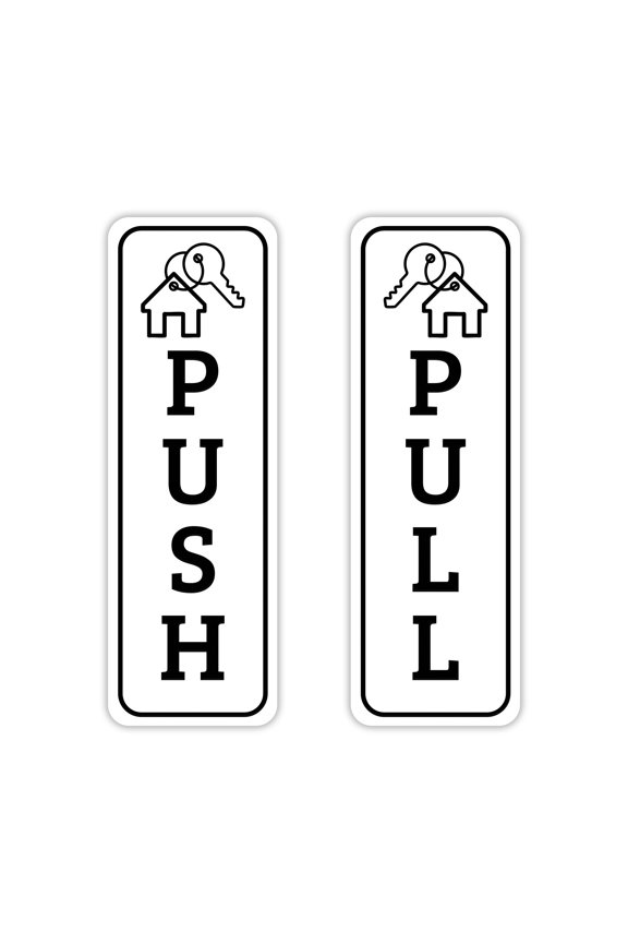 Vertical Push and Pull Door Signs (House Keychain) Door Sign (White / Black) - Small