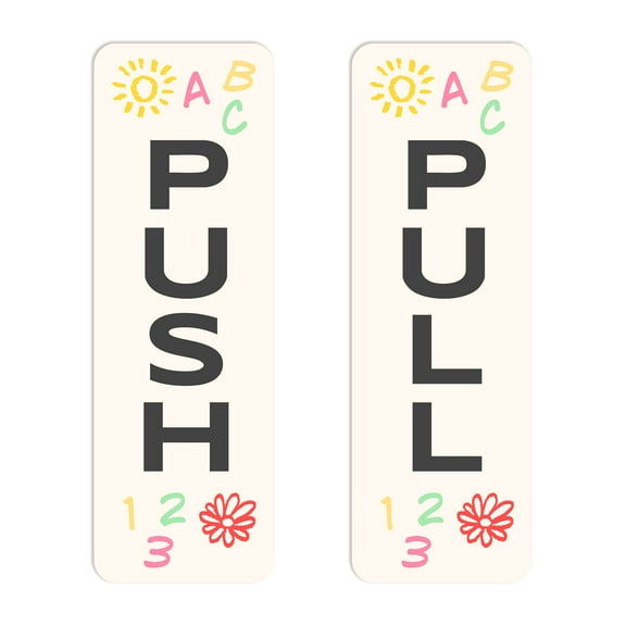 Signs ByLITA Vertical Push and Pull Door Signs (Kindergarten ABC 123)- Small