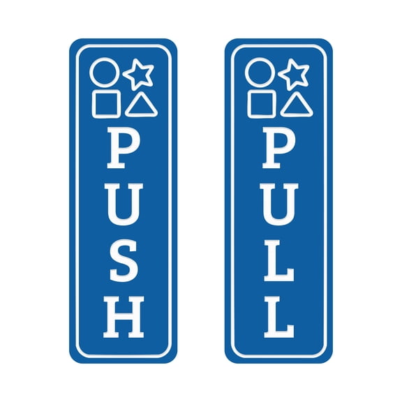 Signs ByLITA Vertical Push and Pull Door Signs (Kindergarten) Door Sign (Blue) - Small