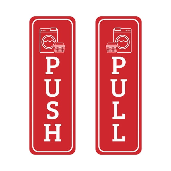 Push Signage Small Signs ByLITA Vertical Push and Pull Door Signs (Laundromat) Door Sign ...