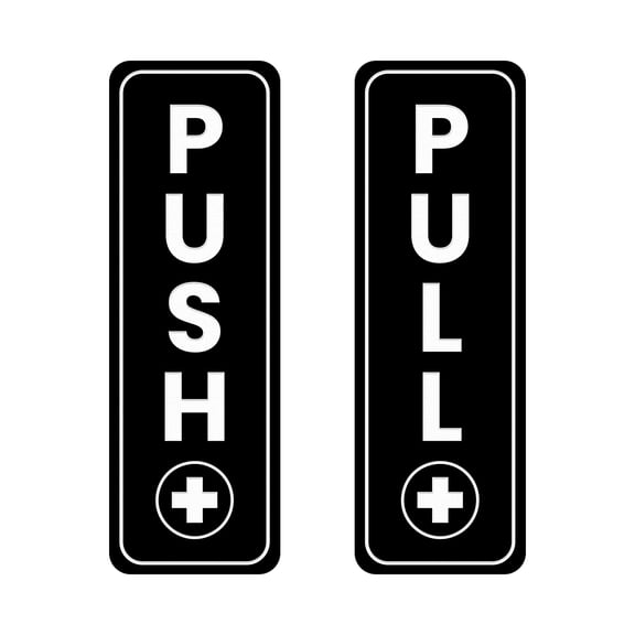 Signs ByLITA Vertical Push and Pull Door Signs (Medical Cross) Door Sign (Black) - Large
