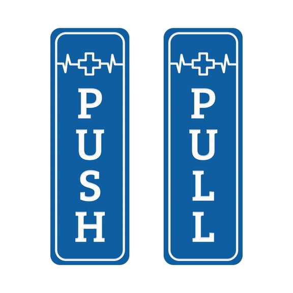 Signs ByLITA Vertical Push and Pull Door Signs (Medical Vectors) Door Sign (Blue) - Small